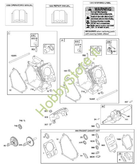 D - Cilindri, albero motore, set guarnizioni motore B&S - 11 €¦ 110412-0153-E1 brand Stihl